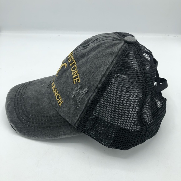 Yellowstone Dutton Ranch Distressed Stitched Trucker Hat - Picture 3 of 4